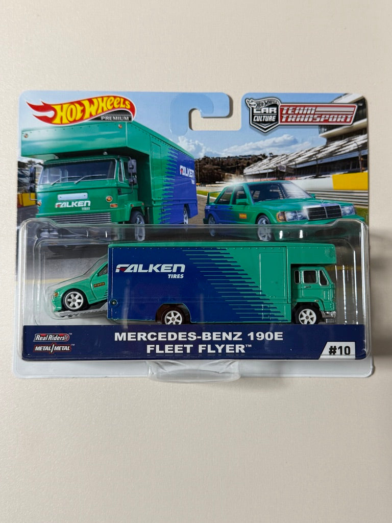Hot Wheels PREMIUM Team Transport Mercedes-Benz 190E + Fleet Flyer
