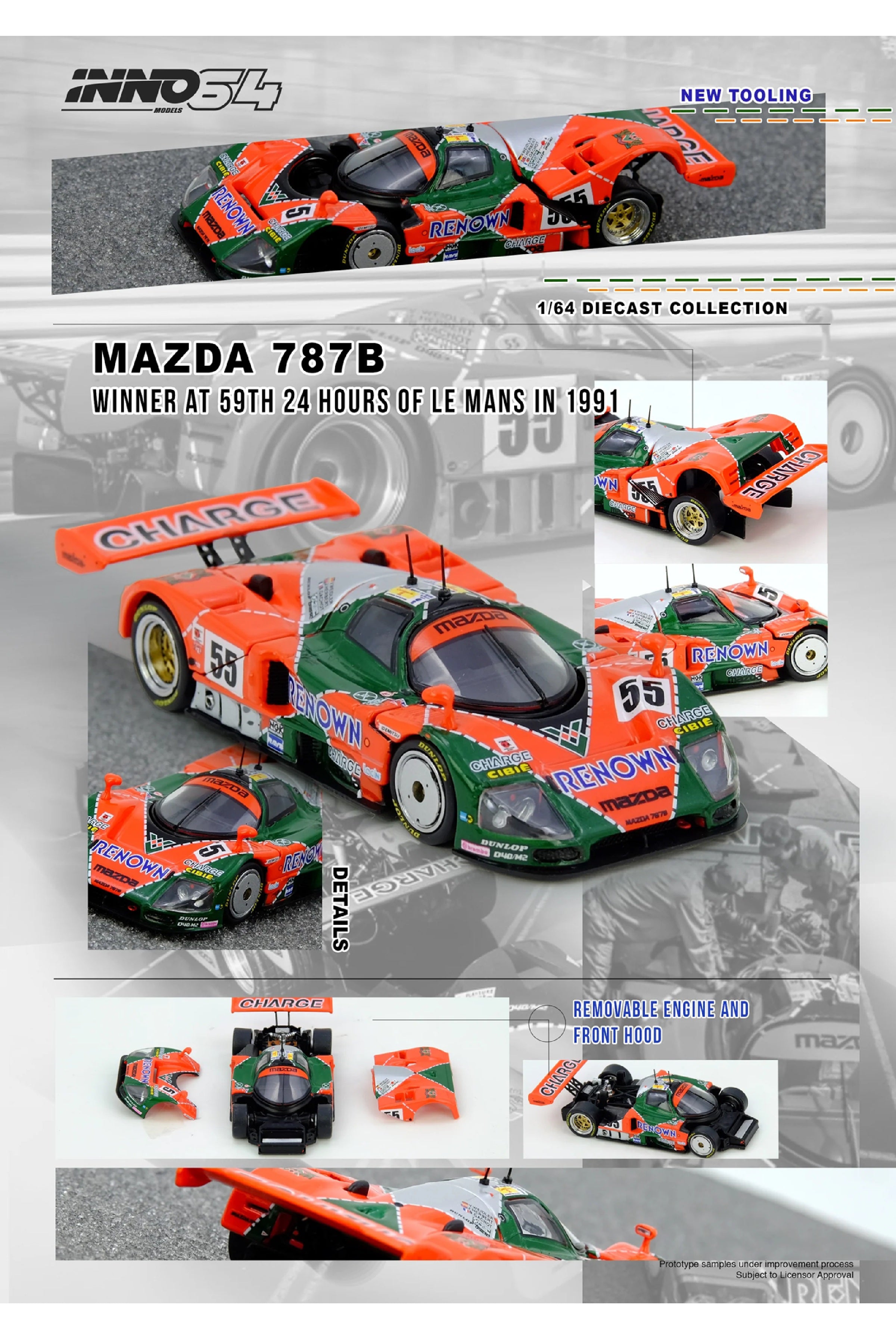 Preorder Inno64 1991 Mazda 787B 24 Hours Le Mans pomarańczowy