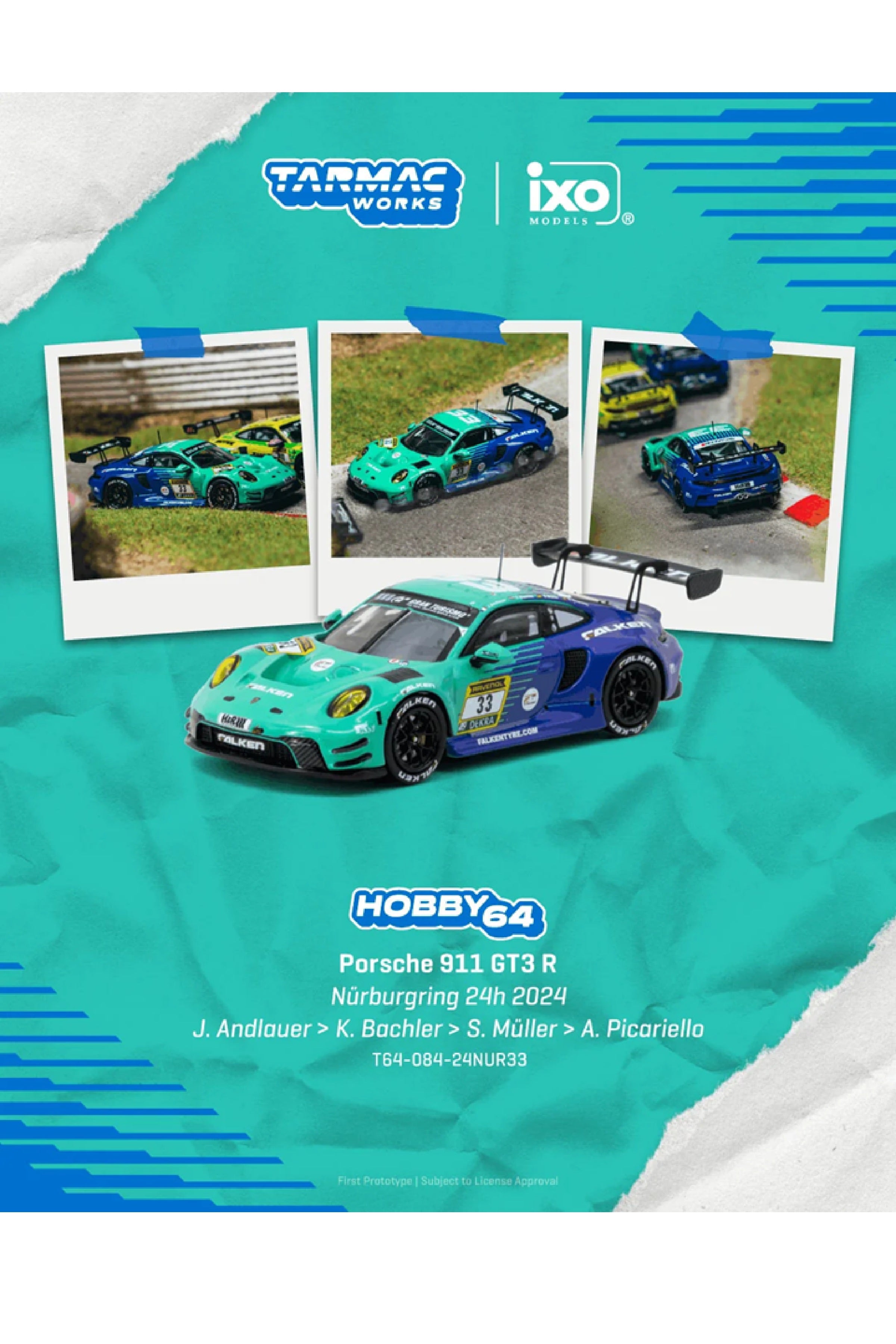 Preorder Tarmac 2024 Porsche 911 (992) GT3 #33 Julien Andlauer Nurburgring 24h