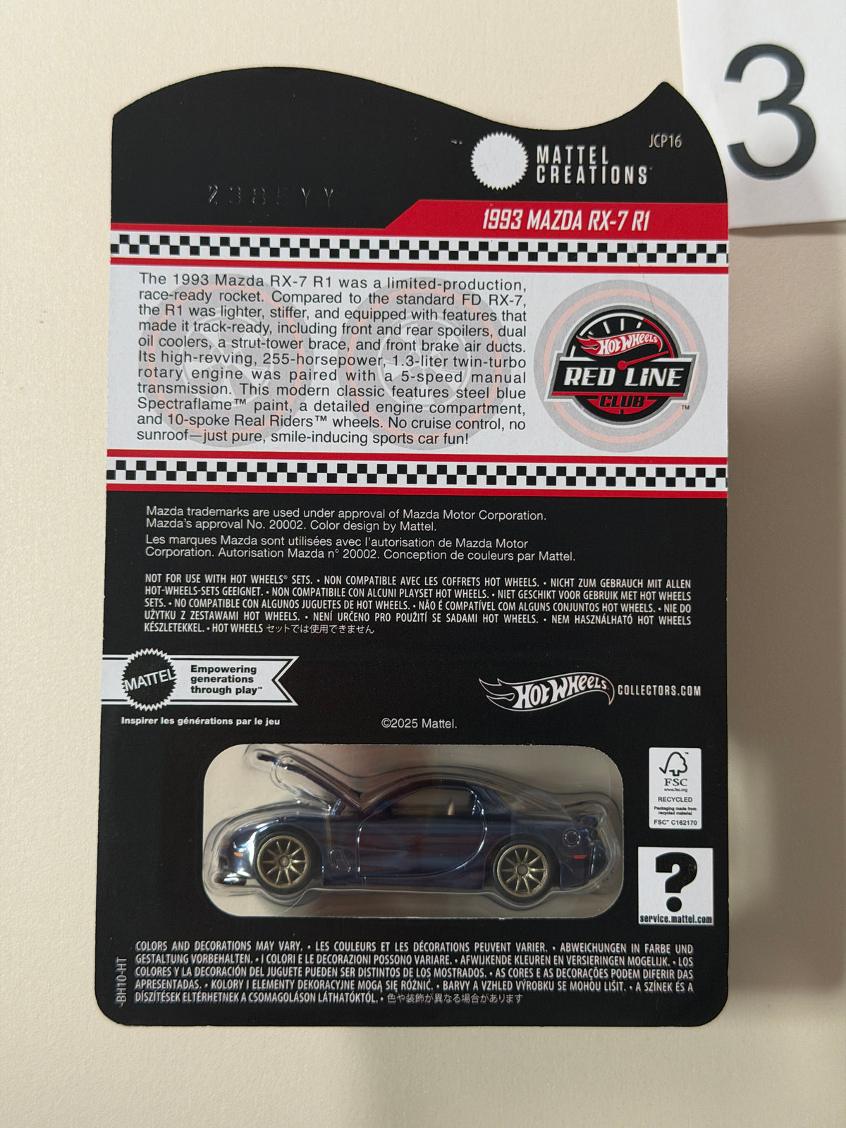 Hot Wheels RLC 1993 Mazda RX-7 R1 blau #3