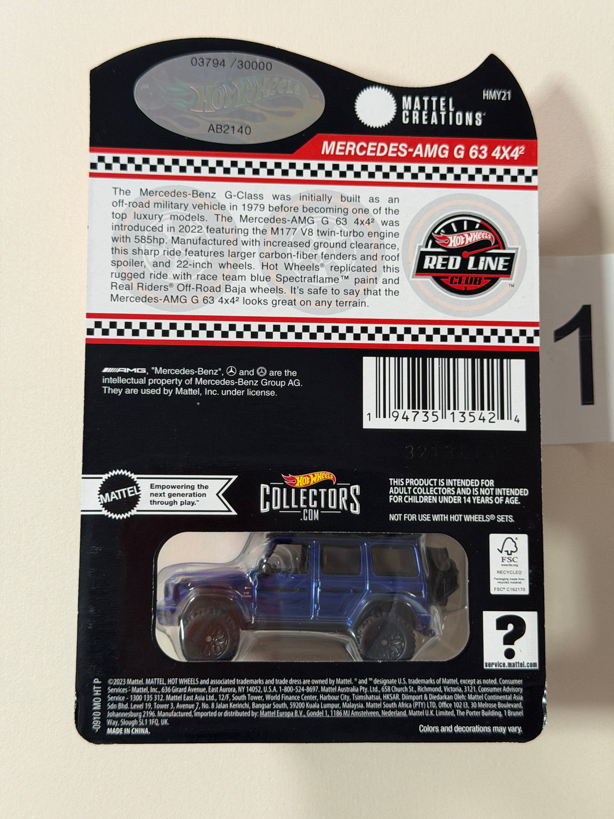 Hot Wheels RLC Mercedes-AMG G 63 4x4 ^2 #1