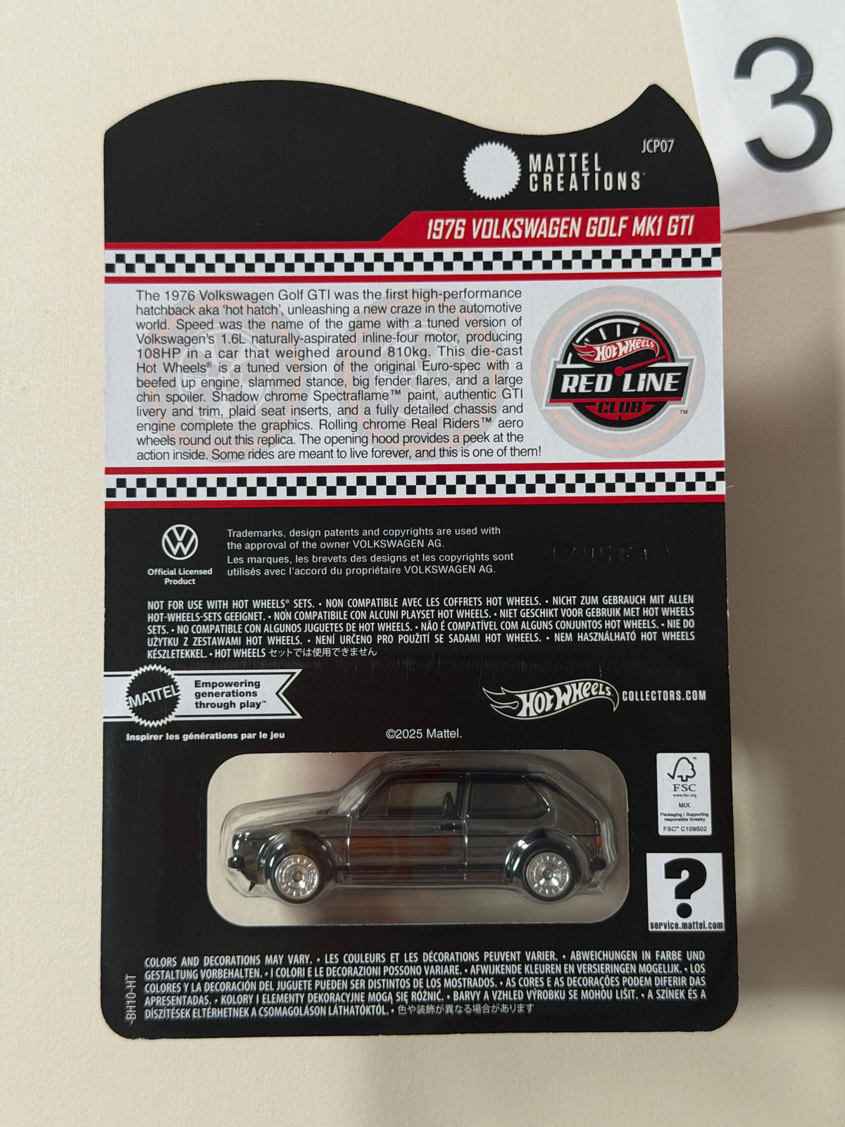 Hot Wheels RLC 1976 Volkswagen Golf Mk1 GTI #3