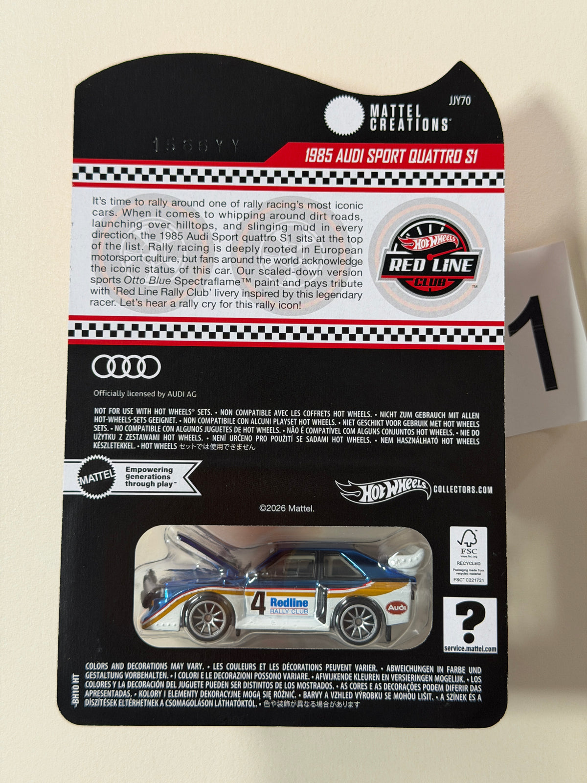 Hot Wheels RLC 1985 Audi Sport Quattro S1 niebieski #1