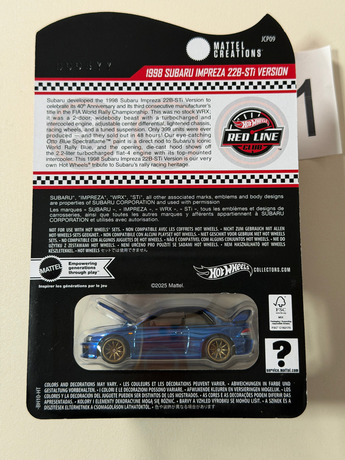 Hot Wheels RLC 1998 Subaru Impreza 22B-STi Version #1