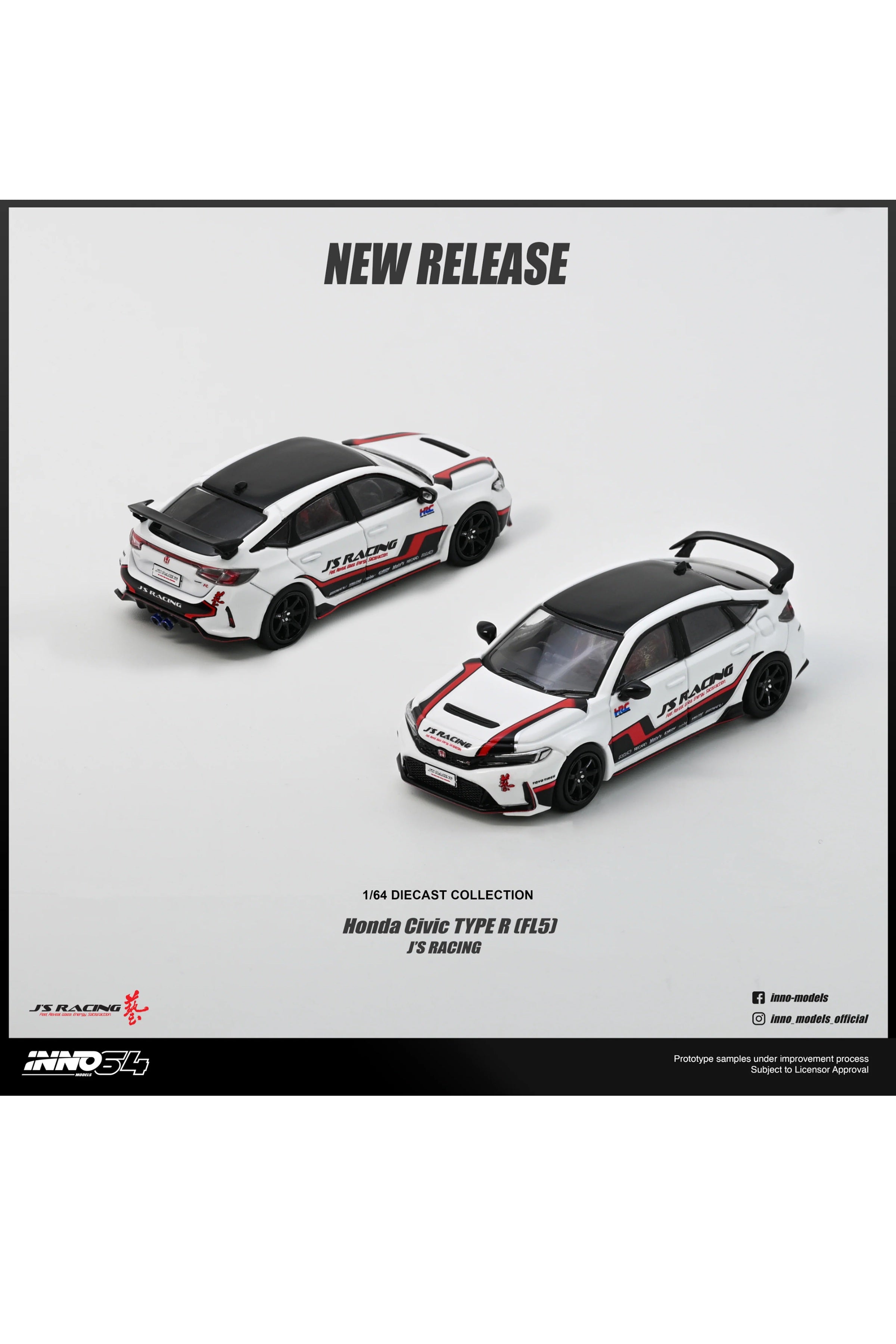 Preorder Inno64 Honda Civic (FL5) J`S Racing biały